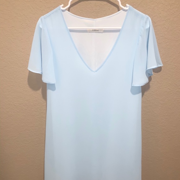 Riff Raff Flutter Sleeve V-neckline Dress Blue - Picture 3 of 7